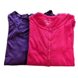 Womens Set Of 2 Size XL Everyday Long Sleeve Cotton Blend Basics T-shirts